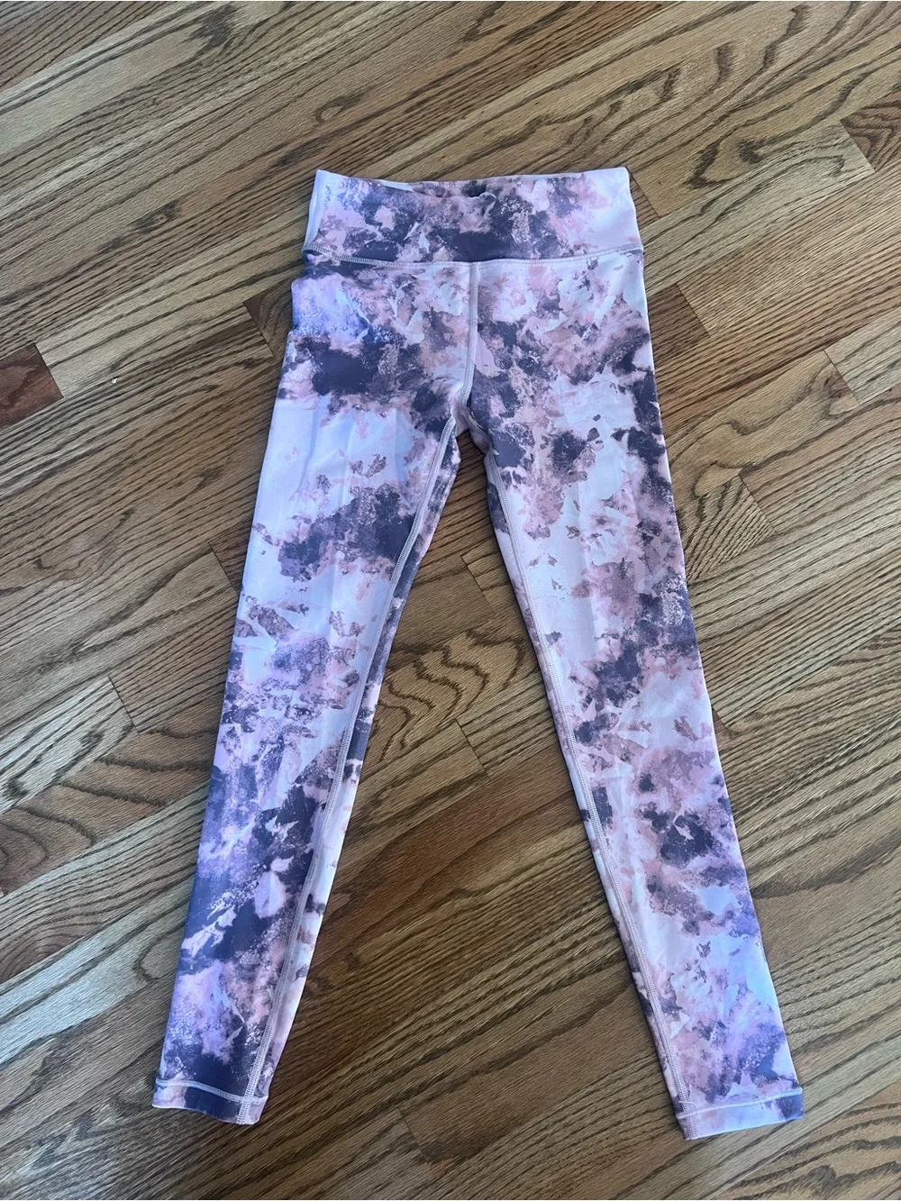 Athleta Pink and Black Marble-Print Kids Leggings
